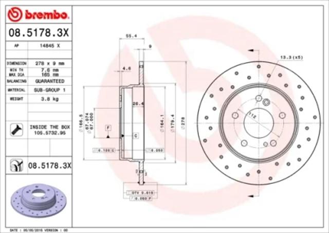 Тормозной диск 0851783X BREMBO