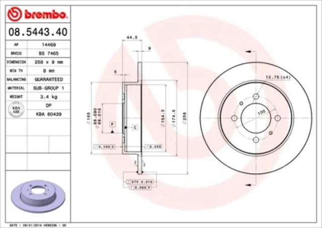 Тормозной диск 08544340 BREMBO