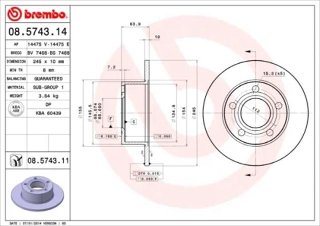 Тормозные диски 08574311 BREMBO