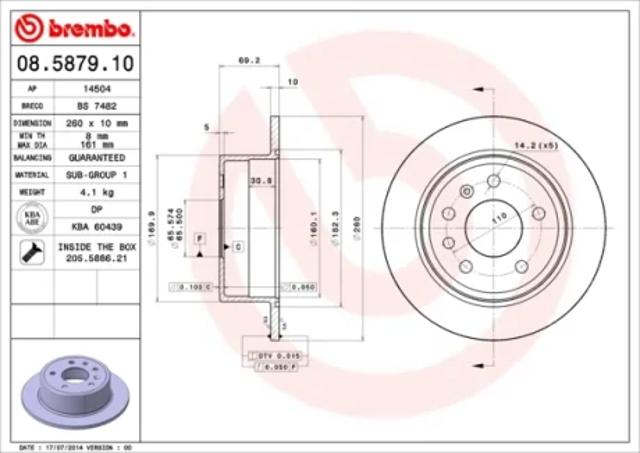 Тормозной диск 08587910 BREMBO
