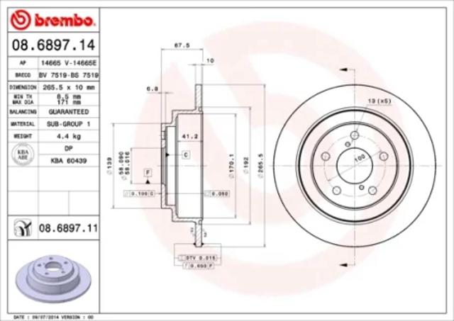 Тормозной диск 08689711 BREMBO
