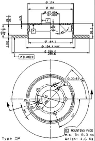 Тормозной диск 08721176 BREMBO