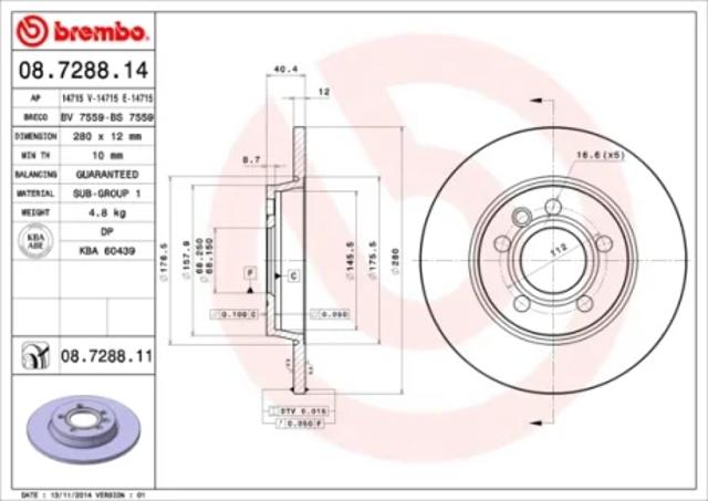 Тормозные диски 08728811 BREMBO