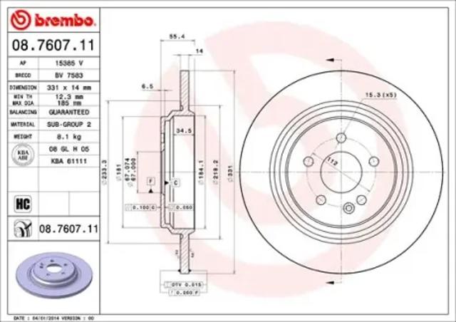 Тормозные диски 08760711 BREMBO