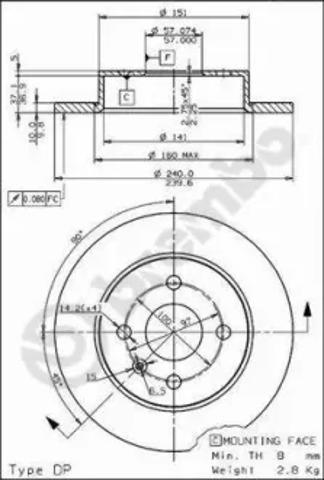 Тормозной диск 08762675 BREMBO