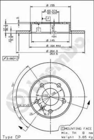 Тормозной диск 08762775 BREMBO