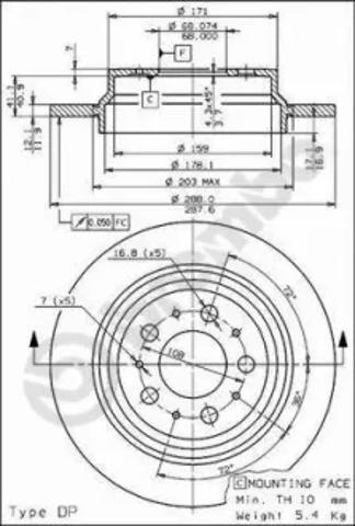 Дисковый тормоз 08776575 BREMBO
