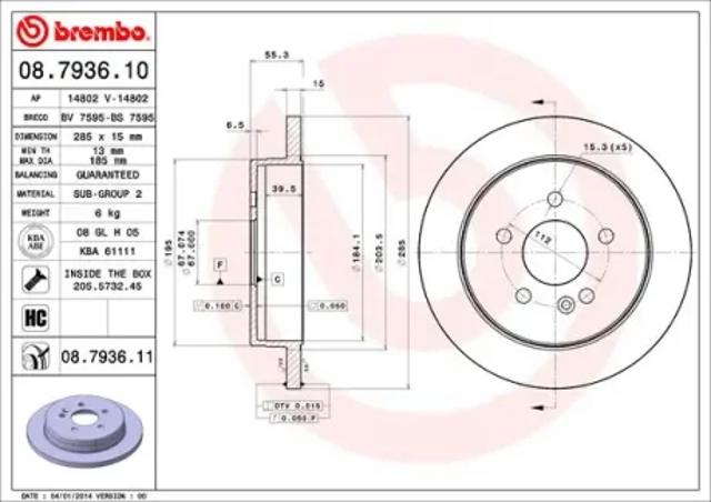 Тормозной диск 08793611 BREMBO