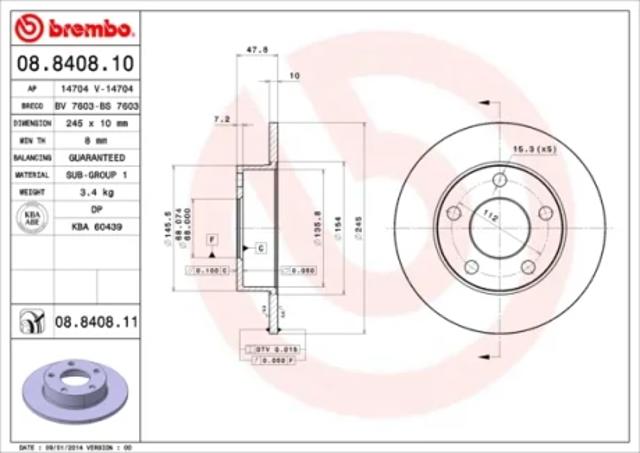 Задний дисковый тормоз 08840811 BREMBO