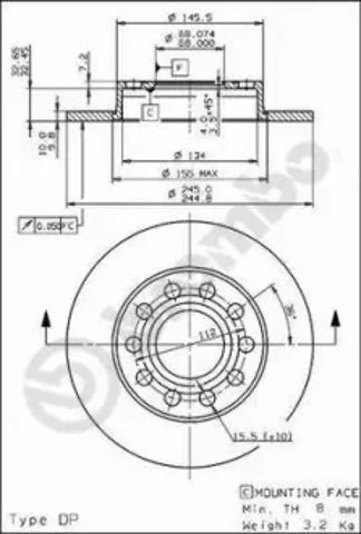 Задний тормозной диск 08913611 BREMBO