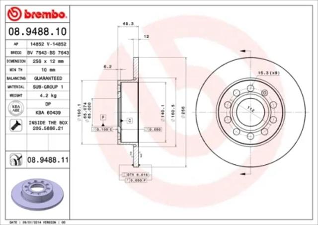 Диск тормозной задний 08948811 BREMBO