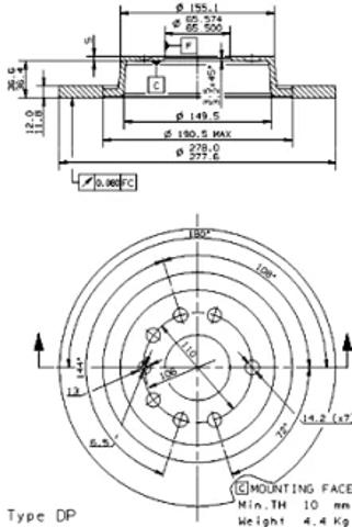 Тормозной диск 08951111 BREMBO