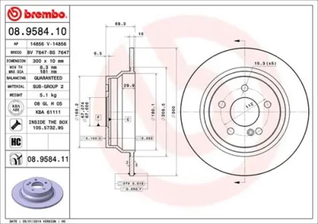 Диск тормозной задний 08958411 BREMBO
