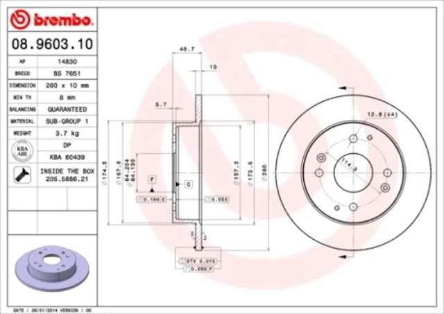 Тормозные диски 08960310 BREMBO