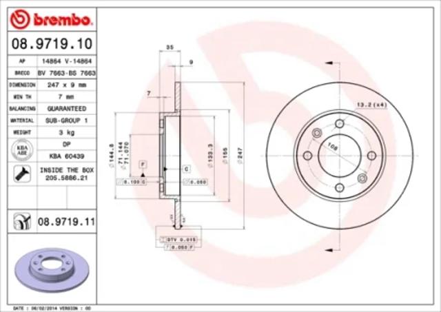 Тормозные диски 08971911 BREMBO
