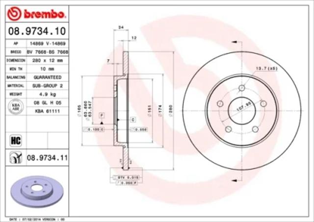 Диск тормозной задний 08973411 BREMBO