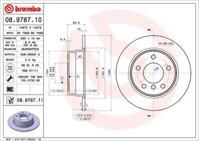 Дисковый тормоз 08978711 BREMBO