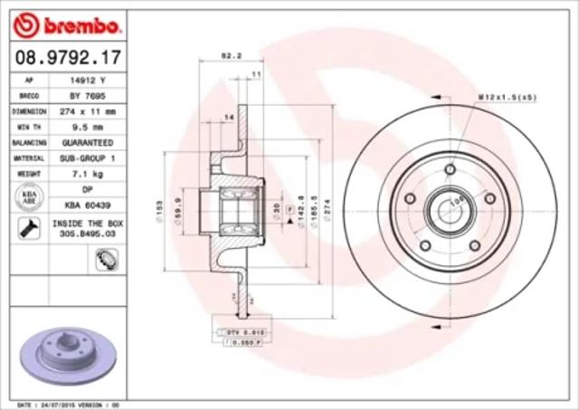 Диск тормозной задний 08979217 BREMBO