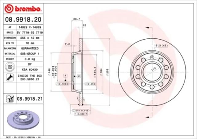 Дисковый тормоз 08991821 BREMBO