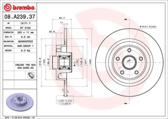 Тормозные диски 08A23937 BREMBO