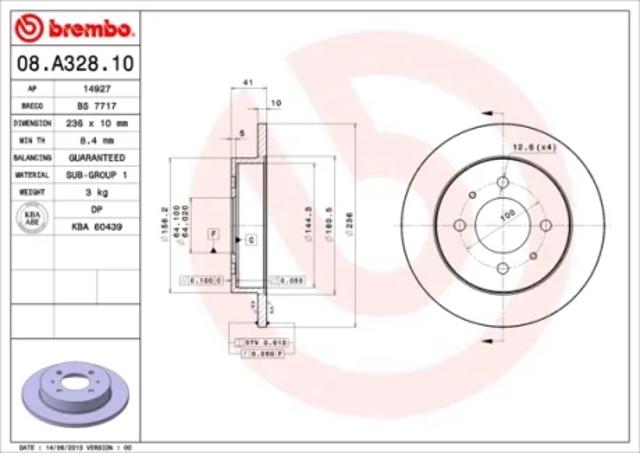 Задний дисковый тормоз 08A32810 BREMBO