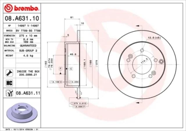 Дисковый тормоз 08A63111 BREMBO