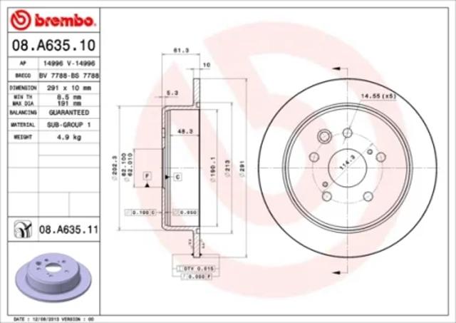 Тормозной диск 08A63511 BREMBO