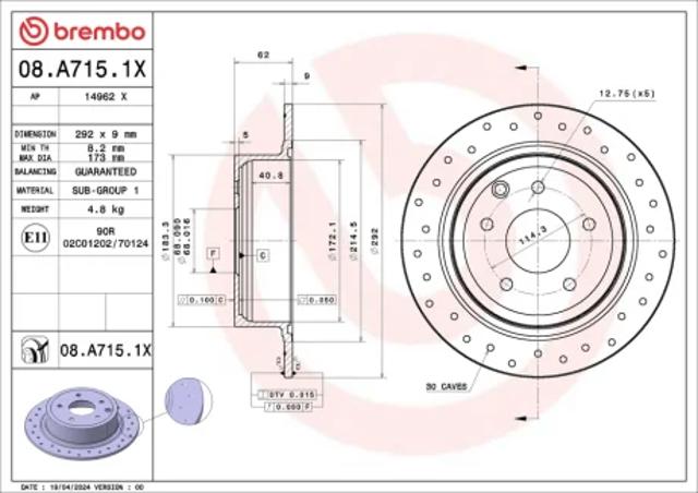 Тормозной диск 08A7151X BREMBO