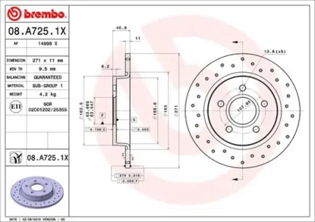 Дисковый тормоз 08A7251X BREMBO