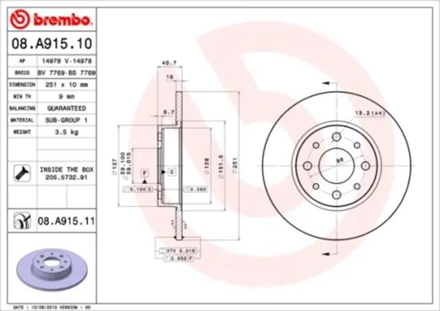 08A91511 Brembo