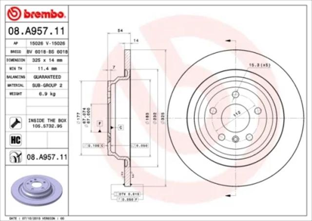 Тормозные диски 08A95711 BREMBO