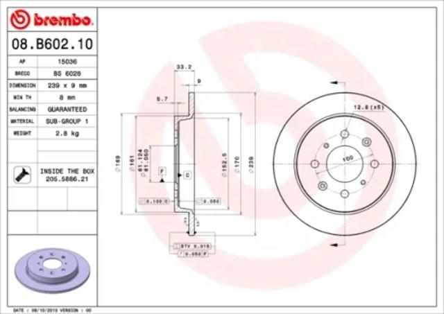 Тормозной диск 08B60210 BREMBO