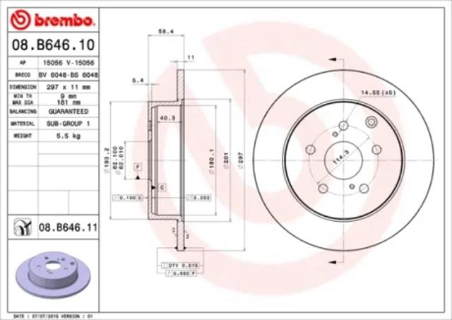 Тормозные диски 08B64611 BREMBO