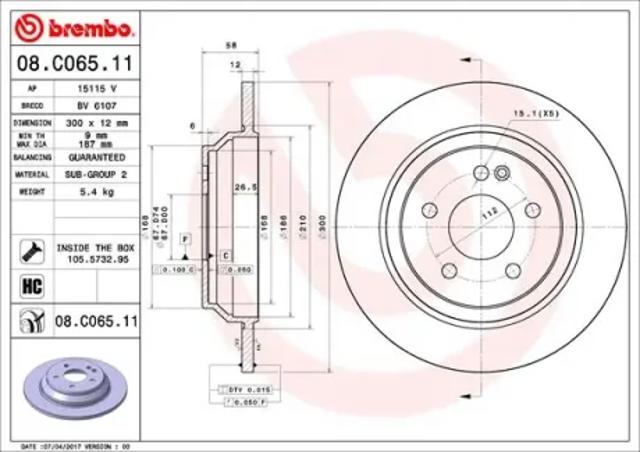 Задний дисковый тормоз 08C06511 BREMBO