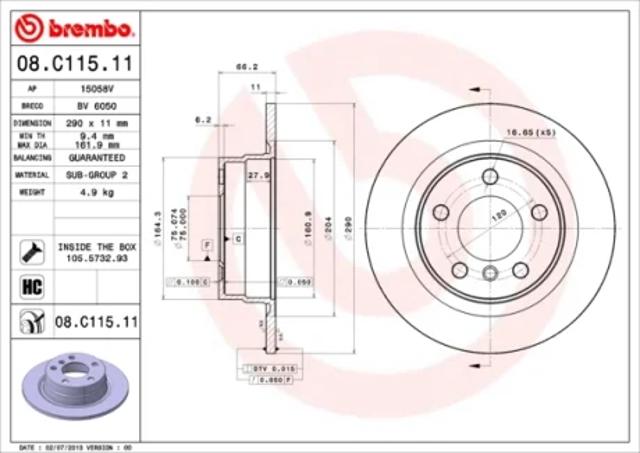 Дисковый тормоз 08C11511 BREMBO