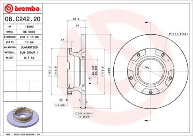 Тормозные диски 08C24220 BREMBO