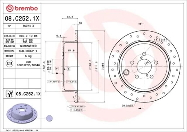 Дисковый тормоз 08C2521X BREMBO