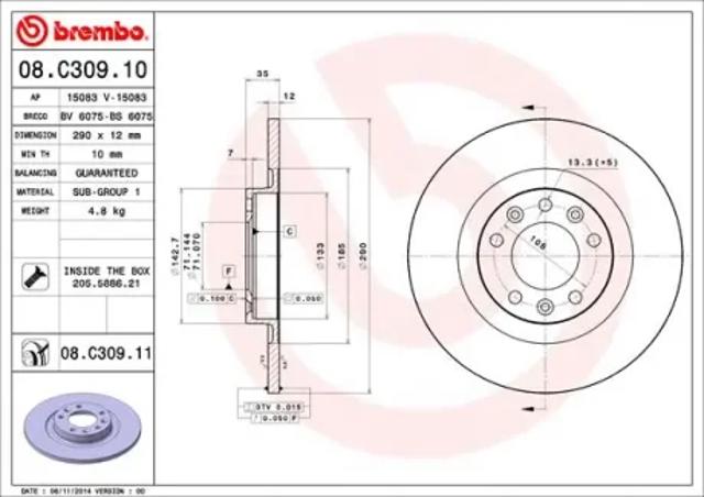 Тормозной диск 08C30911 BREMBO