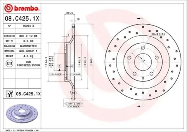 Диск тормозной задний 08C4251X BREMBO