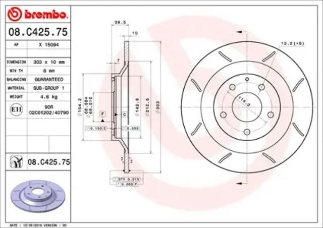 Тормозной диск 08C42575 BREMBO