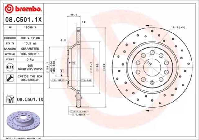 Тормозные диски 08C5011X BREMBO
