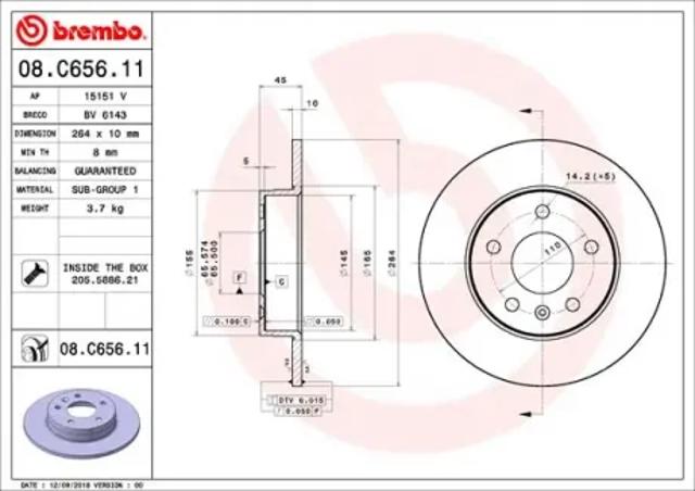 Диск тормозной задний 08C65611 BREMBO