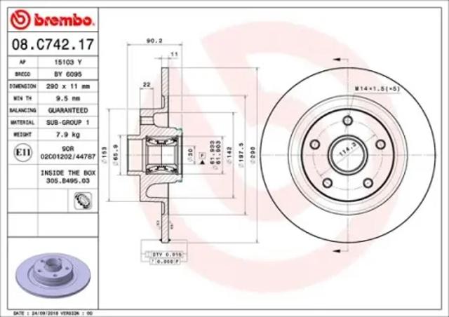 Задний тормозной диск 08C74217 BREMBO