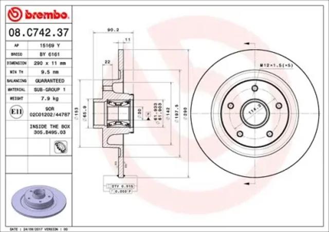 Тормозной диск 08C74237 BREMBO