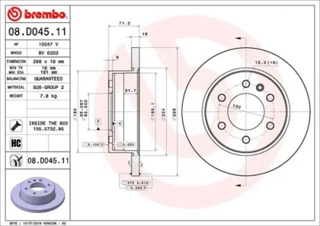 Тормозной диск 08D04511 BREMBO
