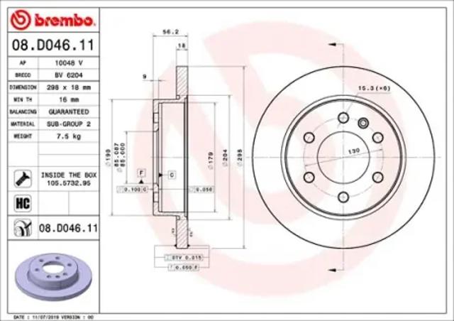 Диск тормозной задний 08D04611 BREMBO