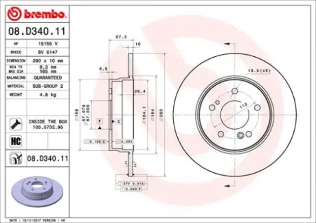 Тормоз дисковый передний 08D34011 BREMBO
