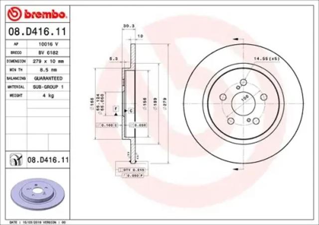 Тормозные диски 08D41611 BREMBO