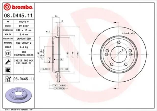 Задний дисковый тормоз 08D44511 BREMBO