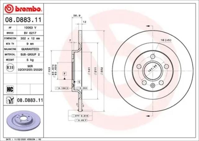 Диск тормозной задний 08D88311 BREMBO